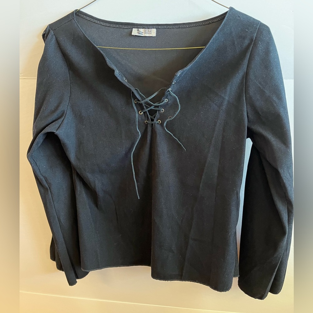 Black Renaissance top with tie embellishment